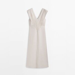 MASSIMO DUTTI size small 
Long Dress With Crochet Detail - White